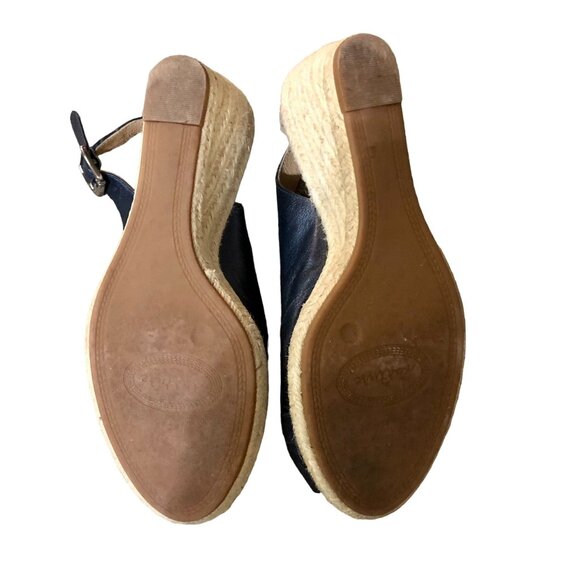 Nurture Toshe Espadrilles Peek Toe Sandals Womens 8M Used Blue Leather - Picture 8 of 16